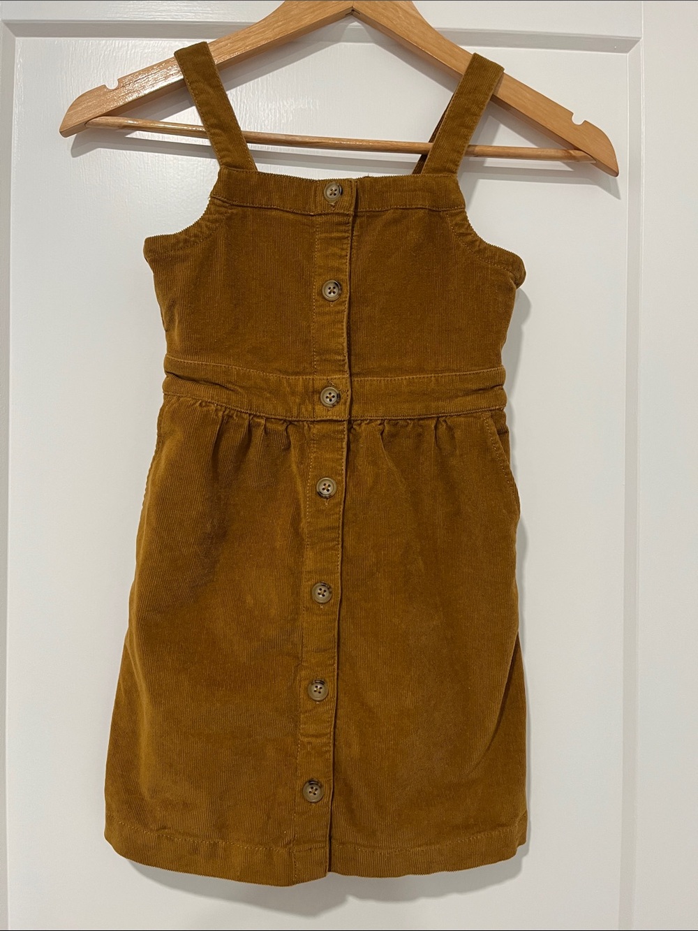 Crewcuts Corduroy Pinafore Dress in Mustard Brown